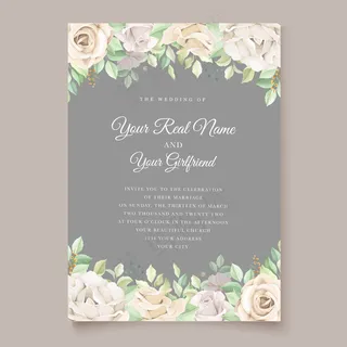 软绿色花卉婚礼请柬套装