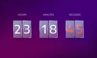 报价结束前倒计时。数小时、分钟和秒。紫色背景上隔离的网页横幅banner倒计时