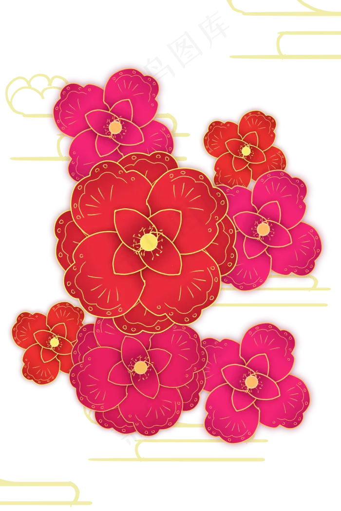 新年剪纸梅花底纹(2000X3000(DPI:300))psd模版下载