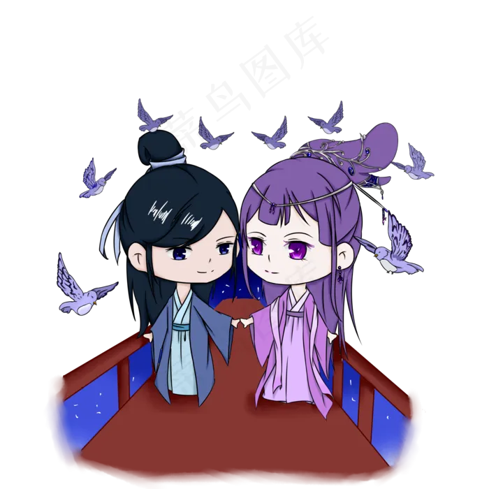 七七乞巧牛郎织女在鹊桥上相会(3500X3500(DPI:300))psd模版下载