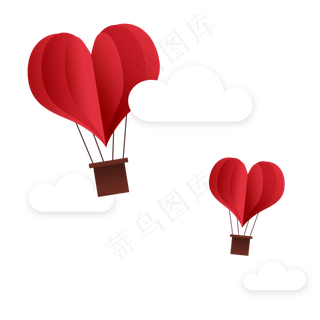 七夕爱心热气球漂浮