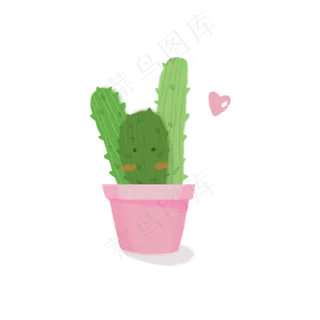 七夕情人节恋爱的仙人掌可商用元