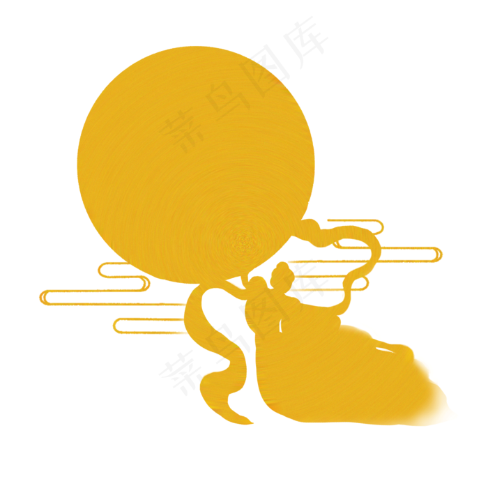 中秋节月亮嫦娥剪影(2000X2000(DPI:300))psd模版下载