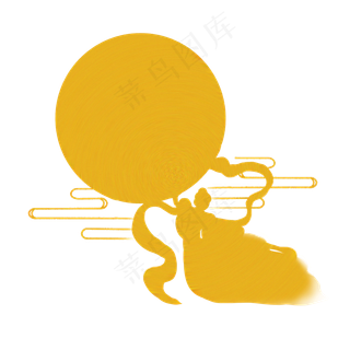 中秋节月亮嫦娥剪影