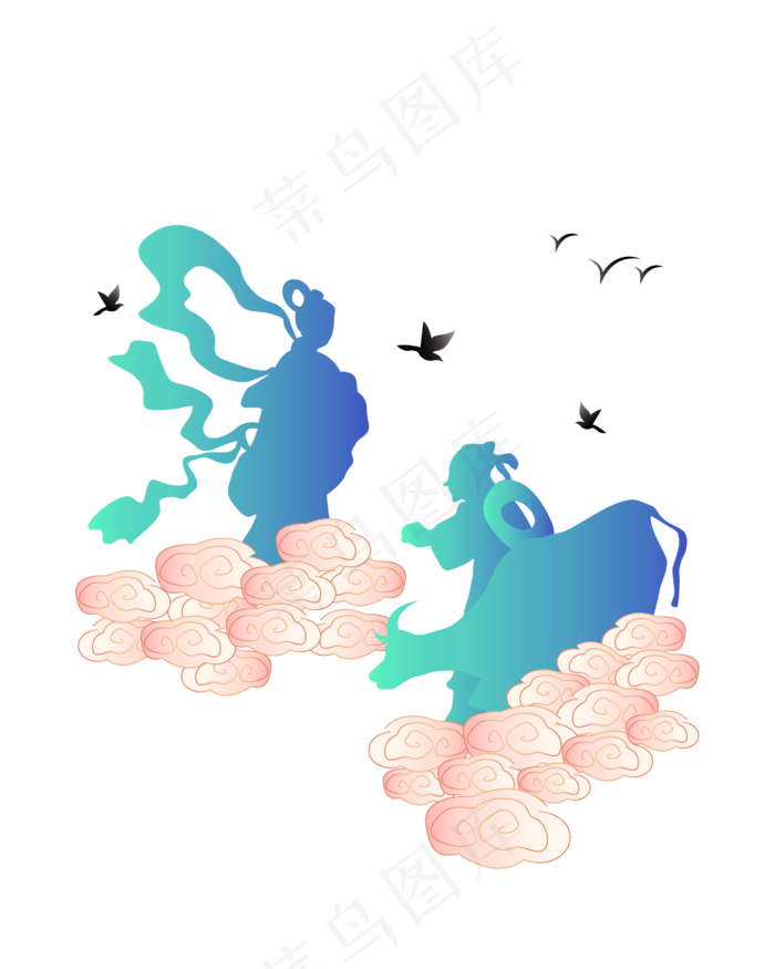 七夕蓝色渐变(4167*5208px 300 dpi )ai矢量模版下载