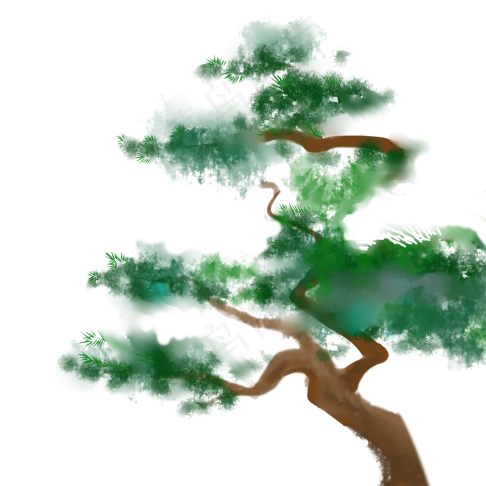 中国风古风水墨松树(2000X2000(DPI:300))psd模版下载