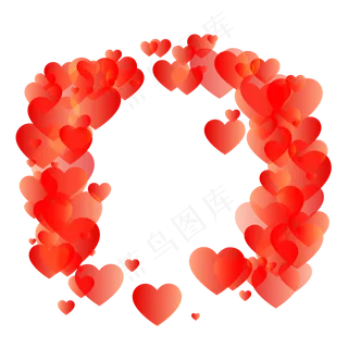 情人节七夕节漂浮爱心边框元素