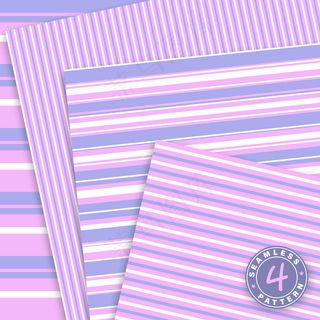 真可爱。条纹无缝图案。粉色，紫色。纸张套装。