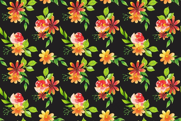 花卉图案水彩设计