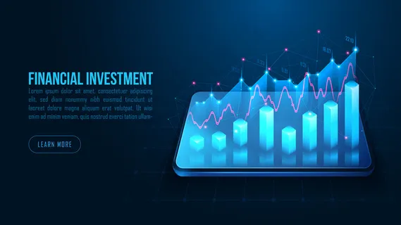 未来背景概念下智能手机上的股票或外汇交易图