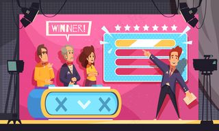 热门电视猜字游戏电视节目最后一刻卡通创作与主持人选手获胜者