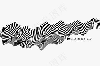 抽象的黑白最小条纹线三维装饰背景。