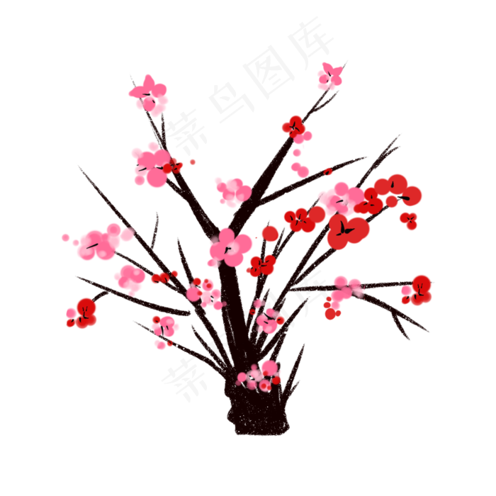 树枝树干梅花新年春节,免抠元素
