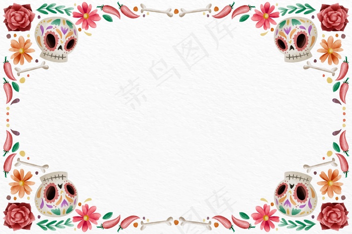 水彩dia de muertos背景eps,ai矢量模版下载