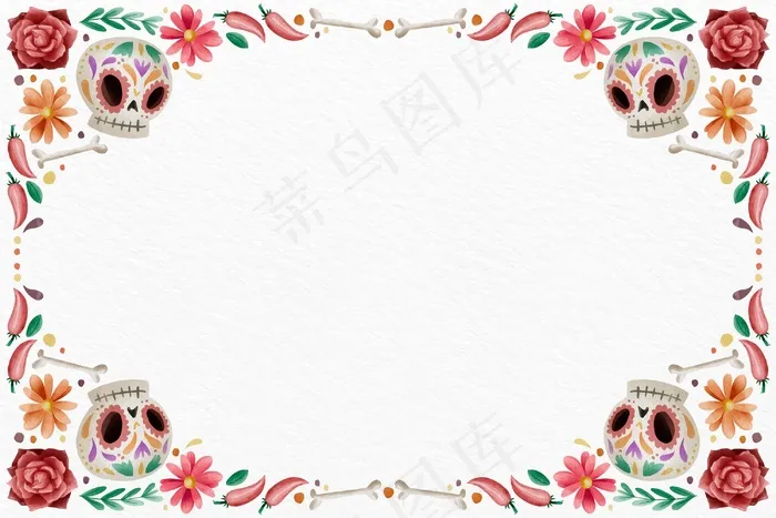 水彩dia de muertos背景eps,ai矢量模版下载