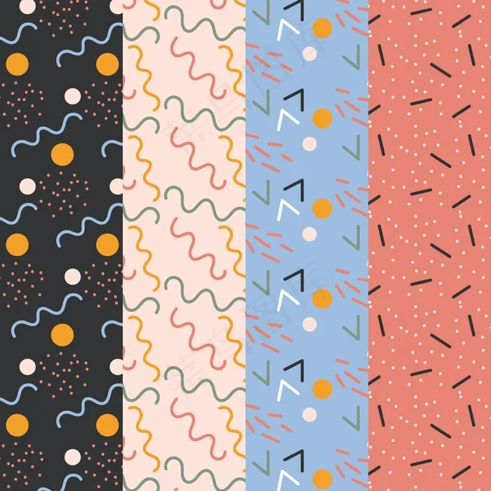 孟菲斯图案系列eps,ai矢量模版下载