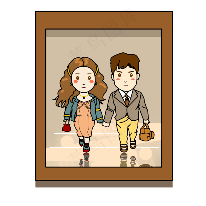 手绘相片情人节情侣设计元素