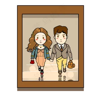 手绘相片情人节情侣设计元素