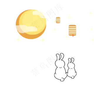  赏月的白色兔子 