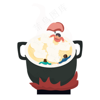 立冬手绘风泡温泉