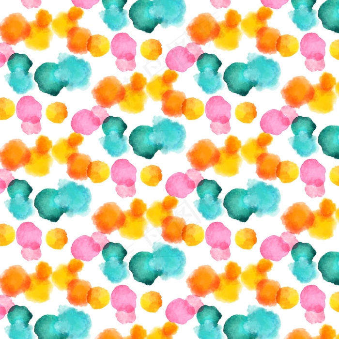 拥挤的水彩圆点无缝图案