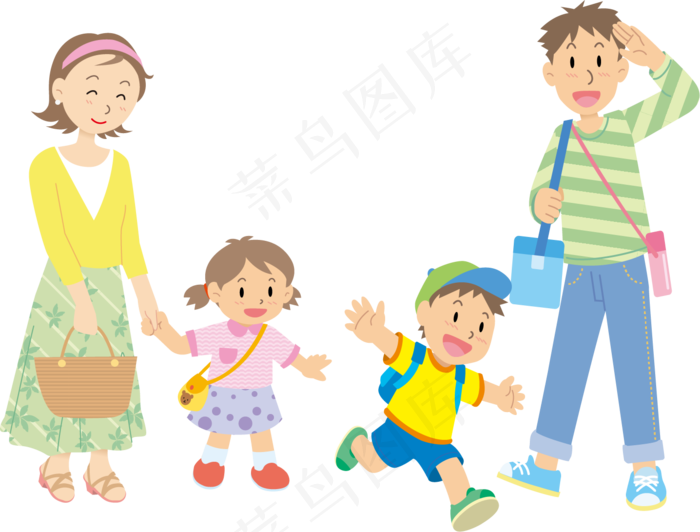 一家人出去秋游矢量素材