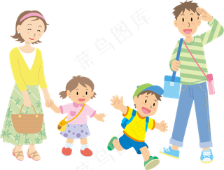 一家人出去秋游矢量素材