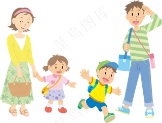 一家人出去秋游矢量素材