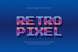 可编辑文本效果经典复古游戏像素在三维