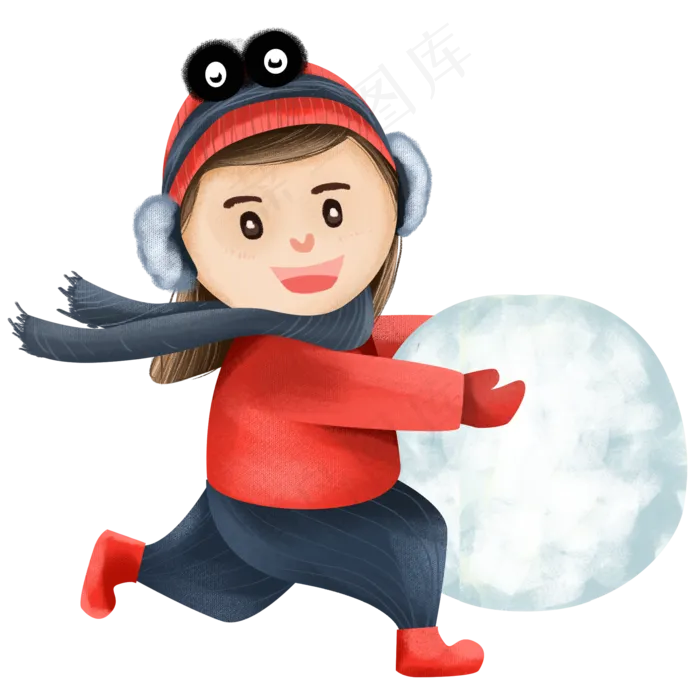 冬季滚雪球的孩子(2000X2000(DPI:300))psd模版下载