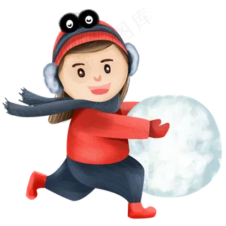 冬季滚雪球的孩子