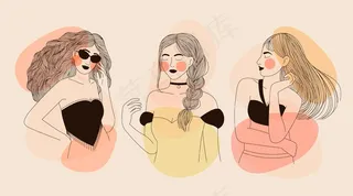 优雅线条艺术风格的女性