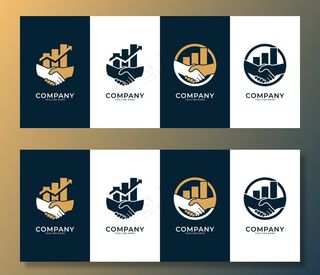 握手和水平标志设计，很好的用于金融和商务咨询标志