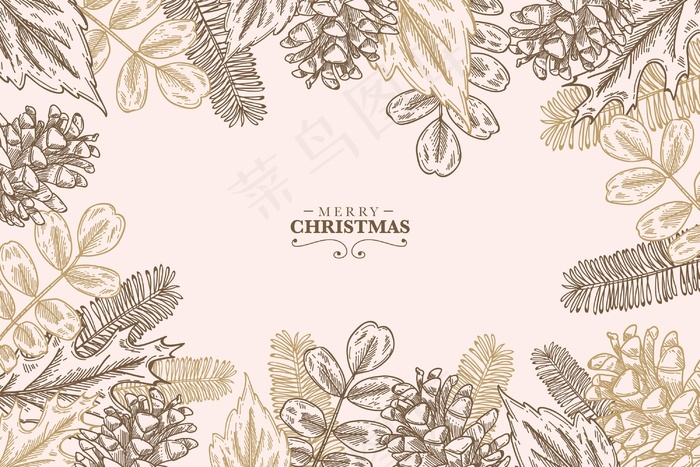 复古圣诞树枝背景