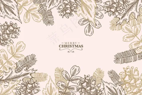 复古圣诞树枝背景