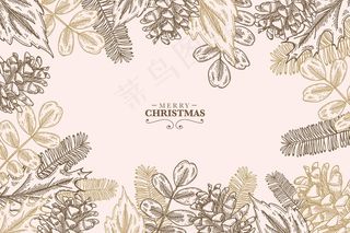 复古圣诞树枝背景