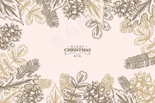 复古圣诞树枝背景