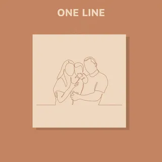 快乐家庭父亲母亲和独生子女玩耍的连续线条画