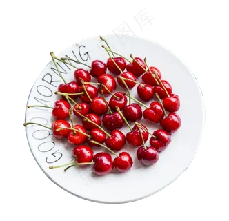 白色盘子里的樱桃 白色盘子里的樱桃