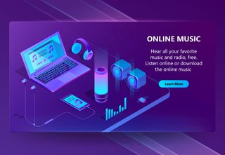 在线音乐等轴测概念背景