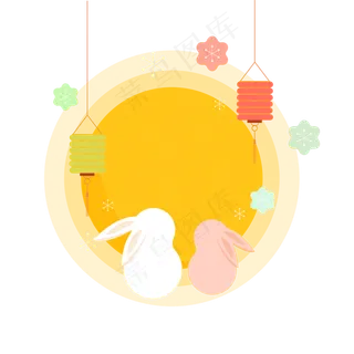 小清新中秋月亮兔子素材插图