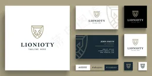 带有狮子头几何标志的概念卡