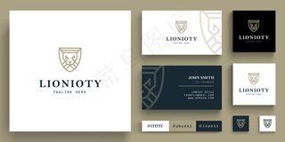 带有狮子头几何标志的概念卡