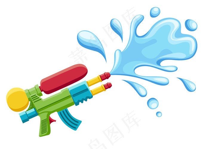 水枪插图。塑料夏季玩具。孩子们喜欢的颜色。水花枪。白色背景插图eps,ai矢量模版下载