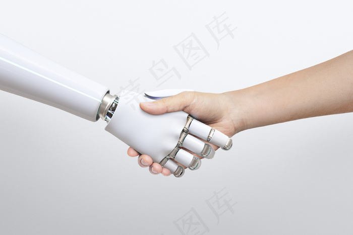机器人握手人类背景、人工智能数字化转型