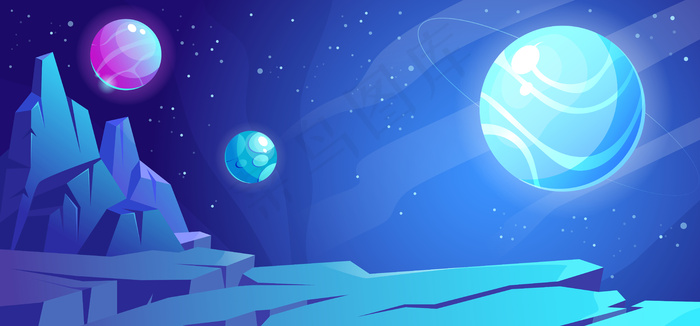 行星景观的空间背景eps,ai矢量模版下载
