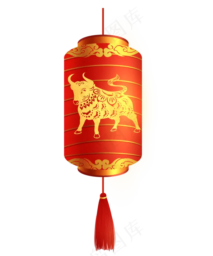 新年春节红色金牛灯笼(2500X3000(DPI:300))psd模版下载