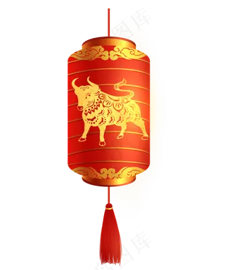 新年春节红色金牛灯笼