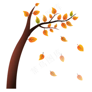 秋天树叶飘落