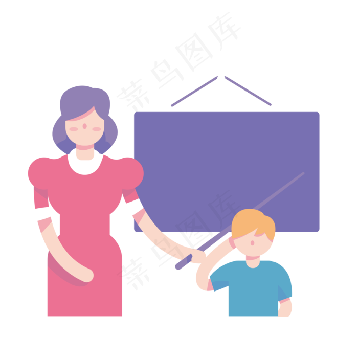 卡通手绘老师和学生